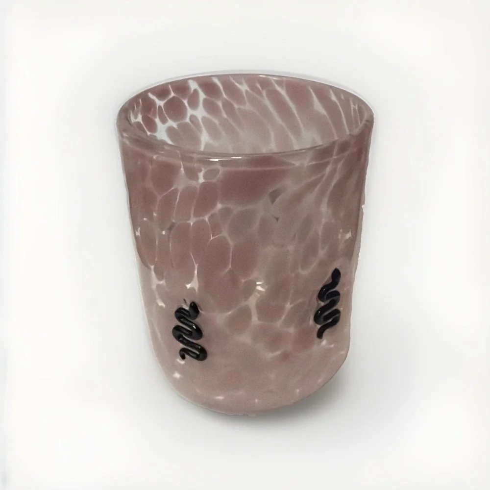 Anthropologie Mystic Icon Pink Confetti Glass Black Snakes 17-oz Halloween Cup